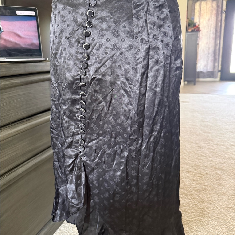 The Kooples Black Asymmetrical Button Skirt